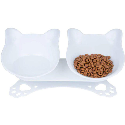 PetAffairs Tilted Double Cat Bowls with Non-Slip Stand