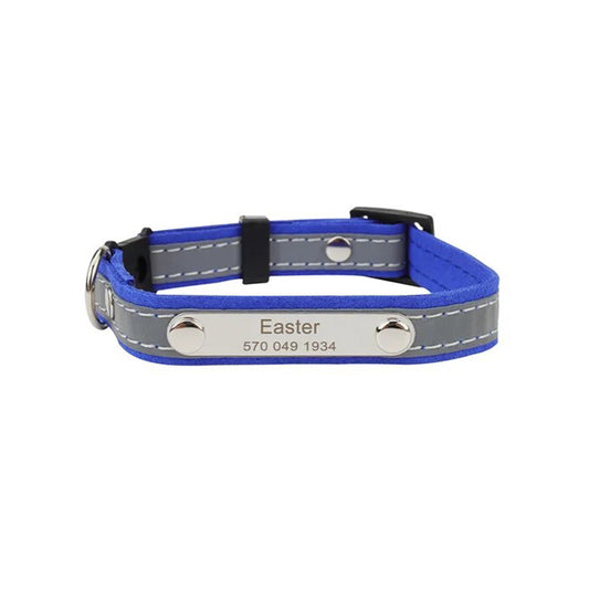 Personalized Reflective Pet Collar with Engraved ID Tag