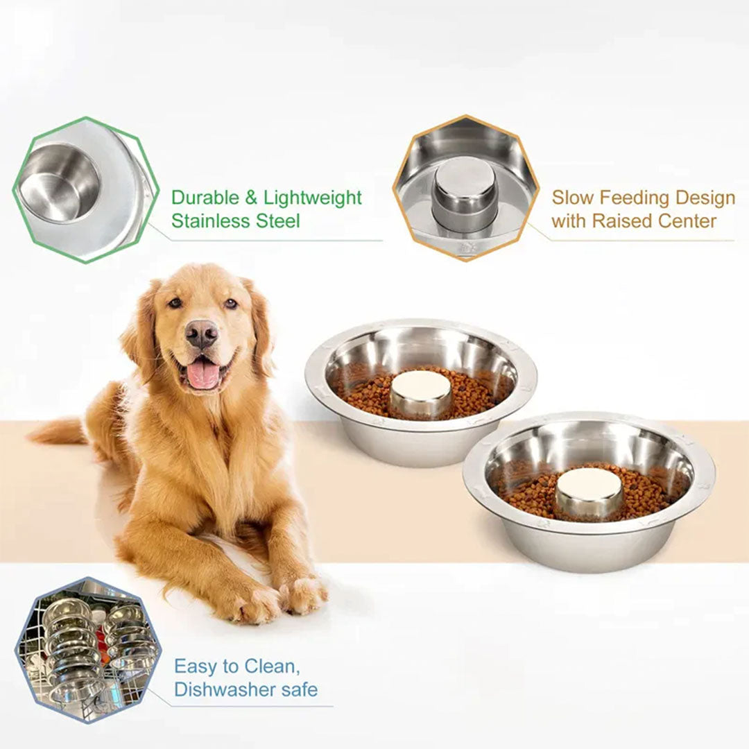 PetAffairs Stainless Steel Slow Feeder Dog Bowls