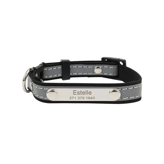 Personalized Reflective Pet Collar with Engraved ID Tag