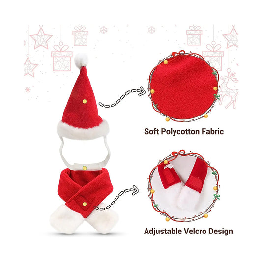 PetAffairs Christmas Costume with Santa Hat Scarf Xmas Outfit