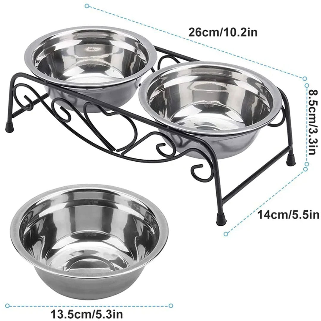 PetAffairs Stainless Steel Double Dog Bowls with Anti-Skid Stand