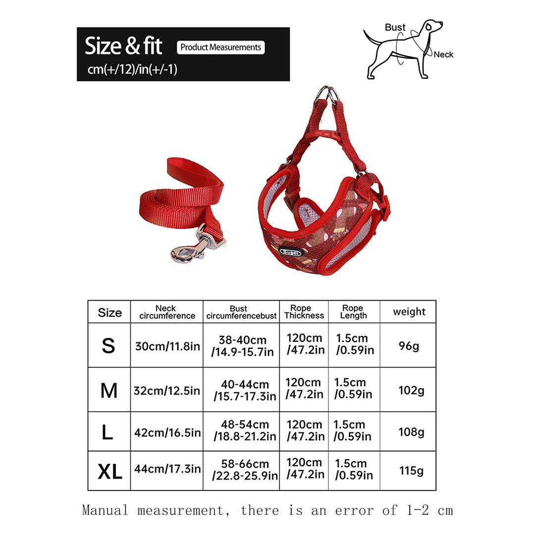 PetAffairs Supet Christmas Printed Vest Style Harness