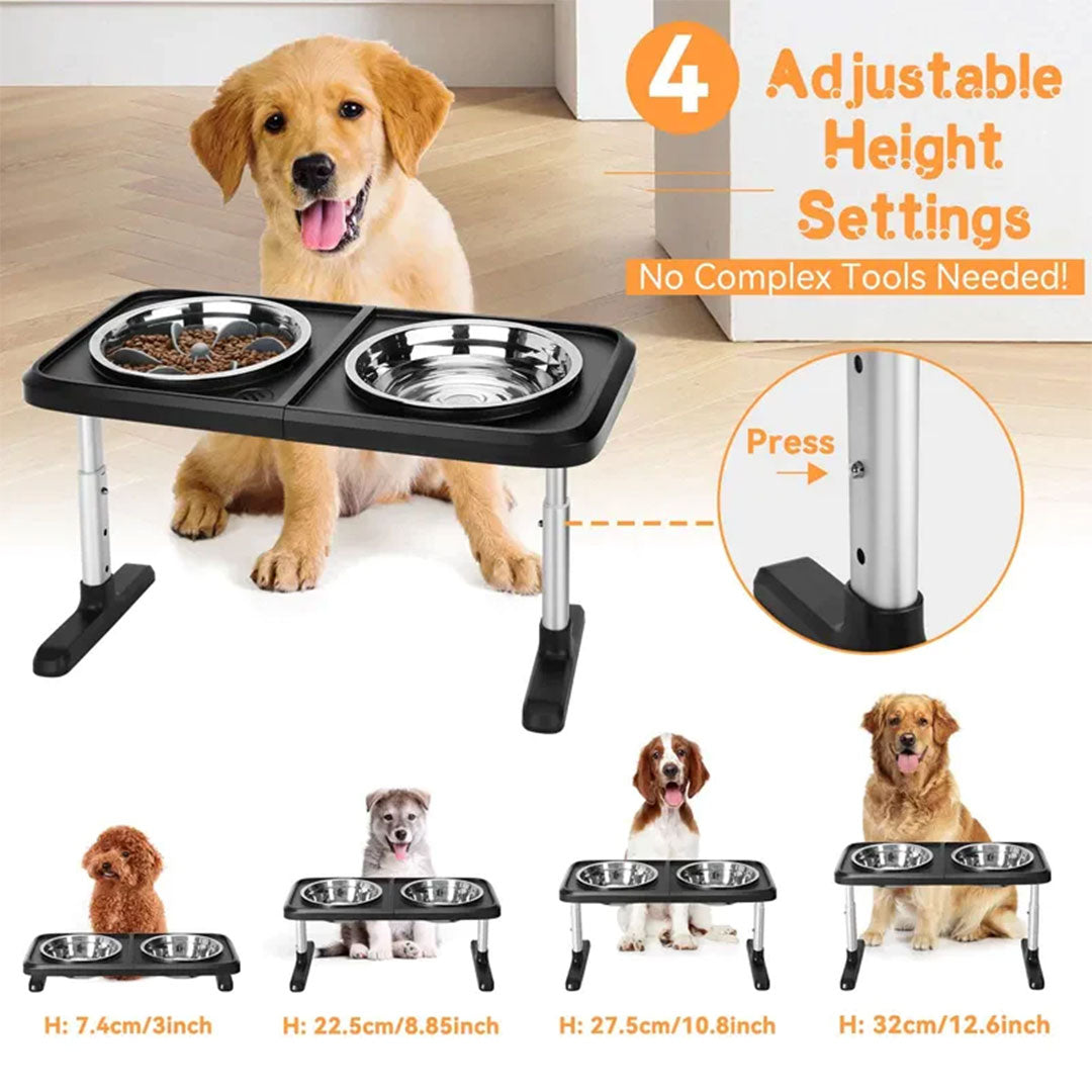 PetAffairs Adjustable Large Dog Bowls with Nonslip Stand