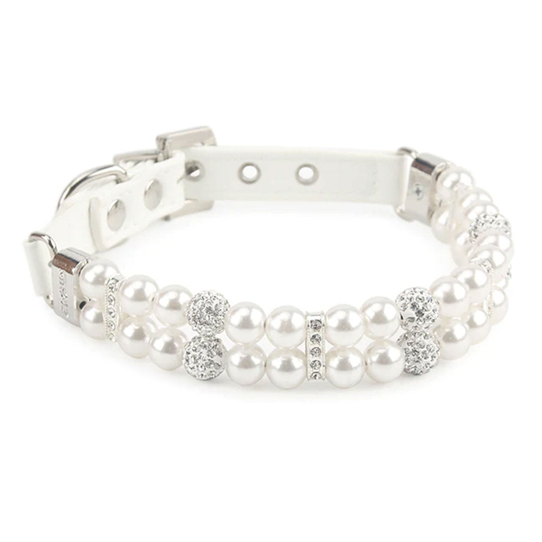 PetAffairs Pearl Pet Collar Artificial Pearls Rhinestone Collar For Pet