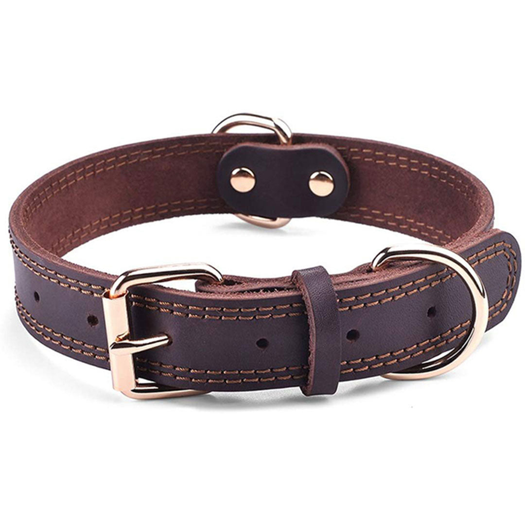 Stylish and Durable Leather Dog Collar with Personalized Engraving