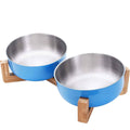 PetAffairs Tilted Stainless Steel Dog Bowls with Bamboo Stand