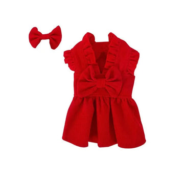 PetAffairs Festive Red Skirt Princess Style Dress