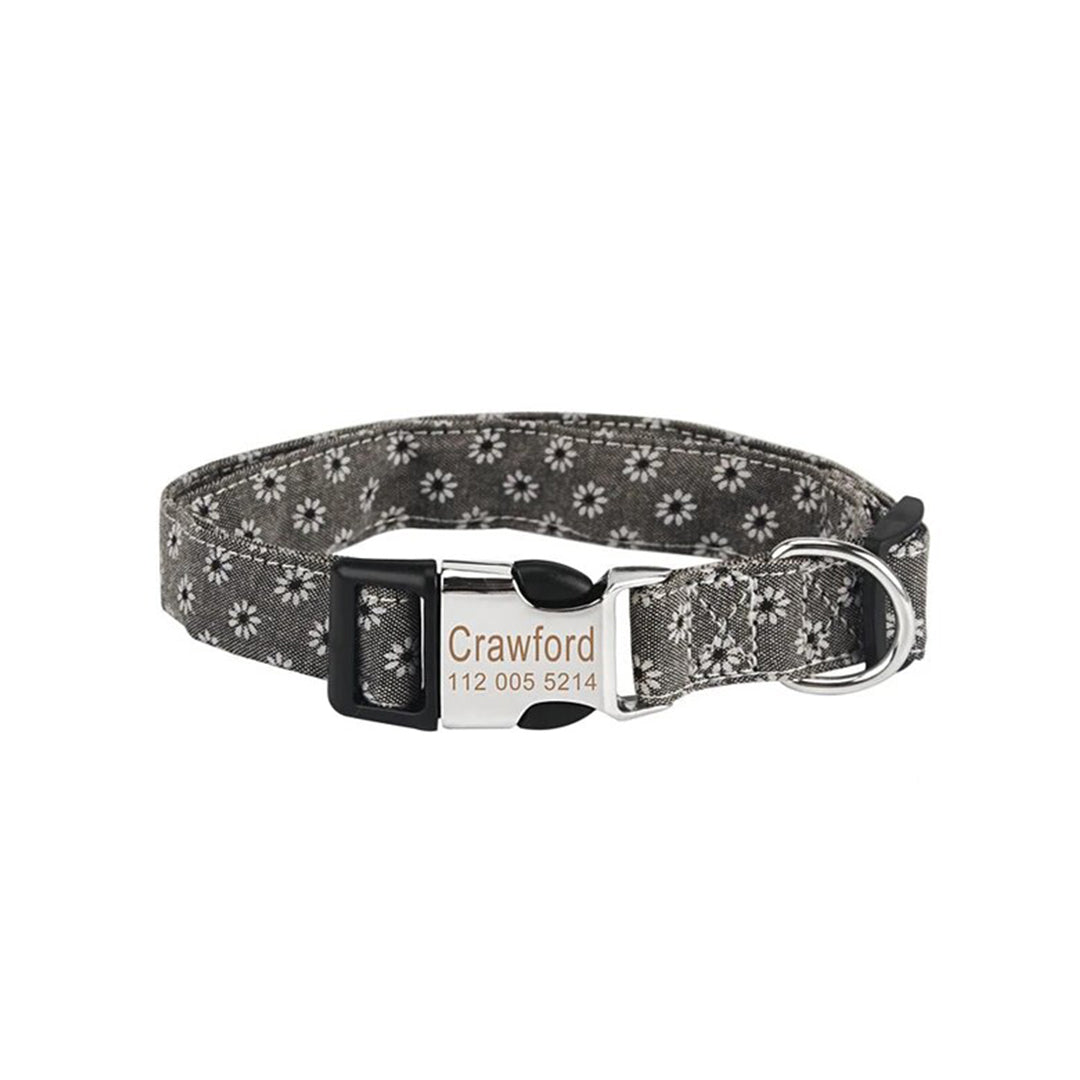 Customized Pet Collar and Leash Set with Engraved Nameplate ID