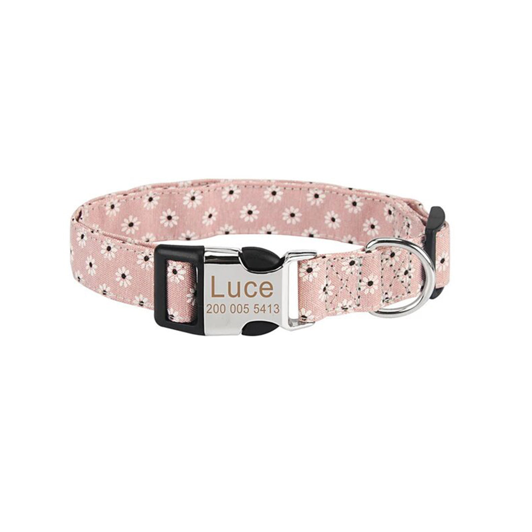 Customized Pet Collar and Leash Set with Engraved Nameplate ID