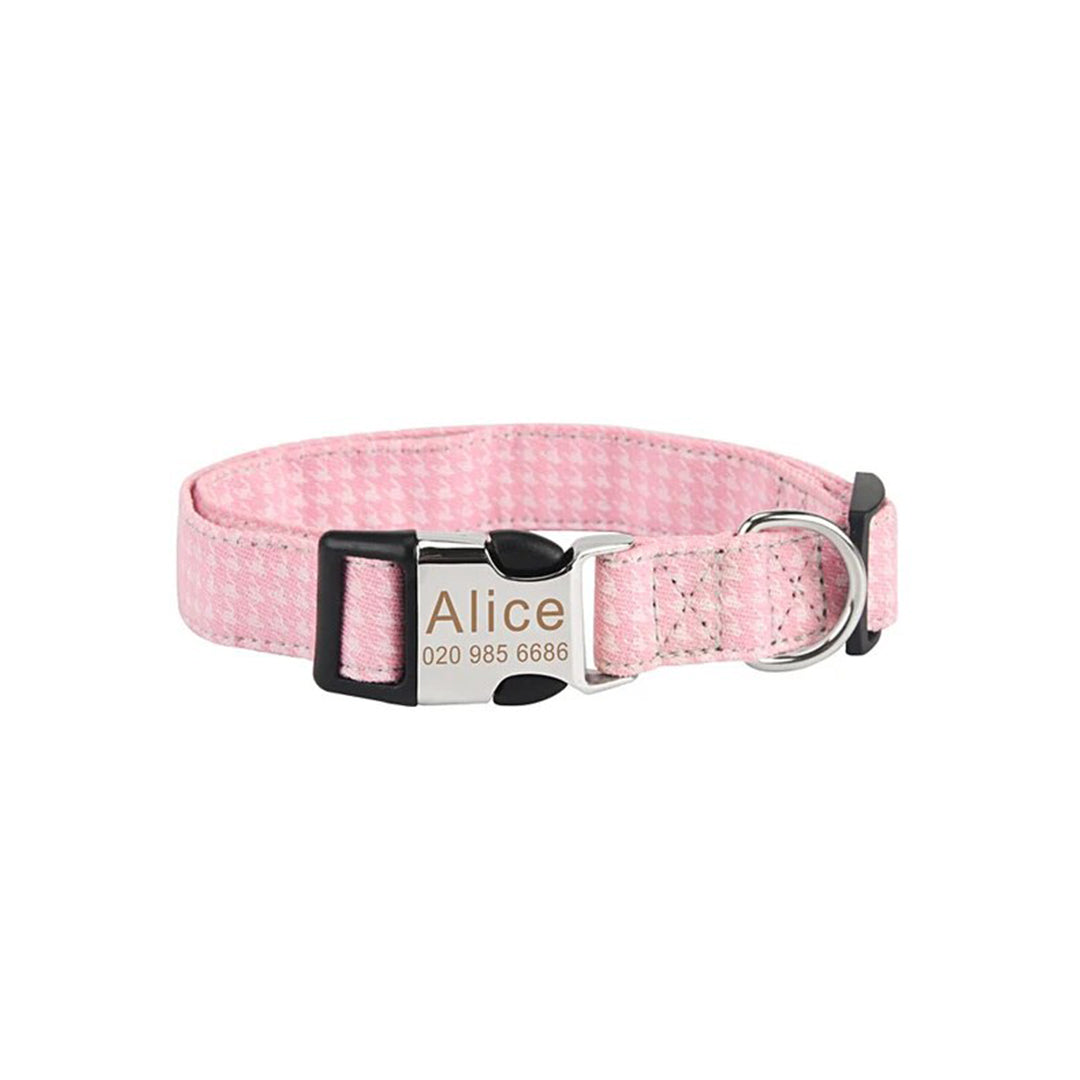 Customized Pet Collar and Leash Set with Engraved Nameplate ID