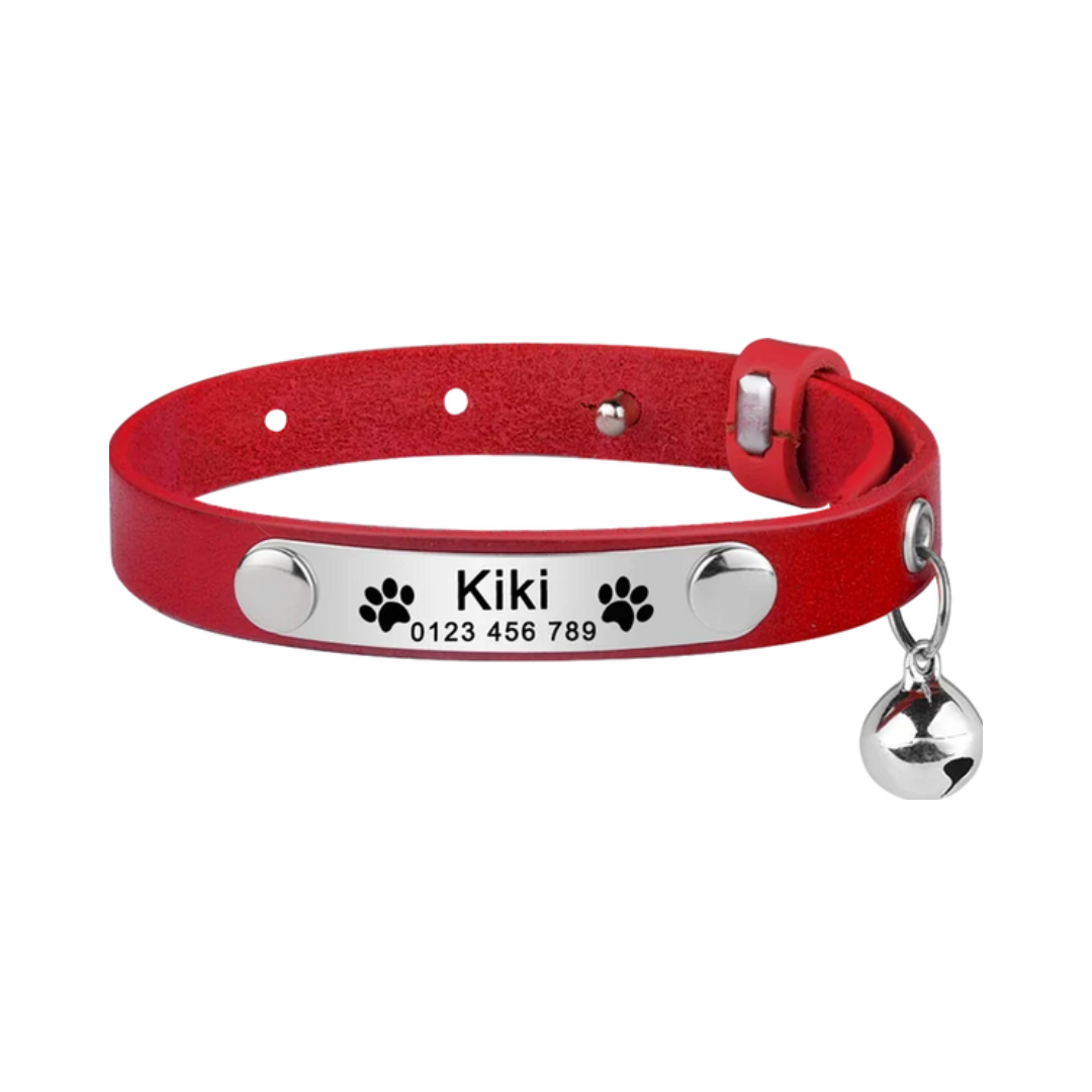 PetAffairs Adjustable Customized Leather Pet Collar