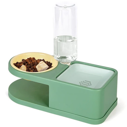 PetAffairs Raised Double Pet Bowl with Detachable Water Dispenser