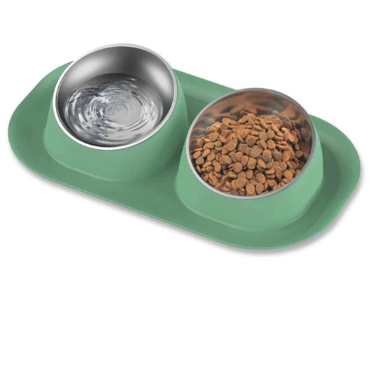 PetAffairs Stainless Steel Tilted Double Dog Bowl