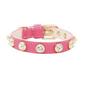 PetAffairs Luxury Diamond Leather Pet Collar with Czech Rhinestones