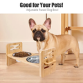 PetAffairs Adjustable Bamboo Elevated Food Pet Bowl