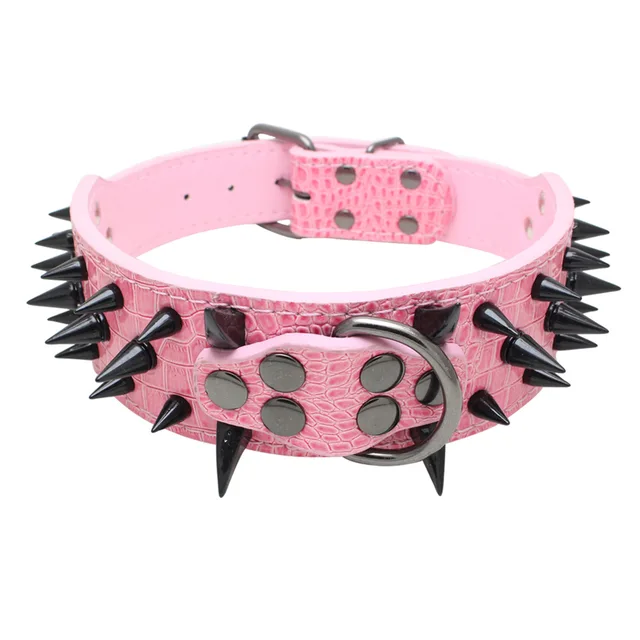 PetAffairs Fierce Spiked and Studded Leather Dog Collar