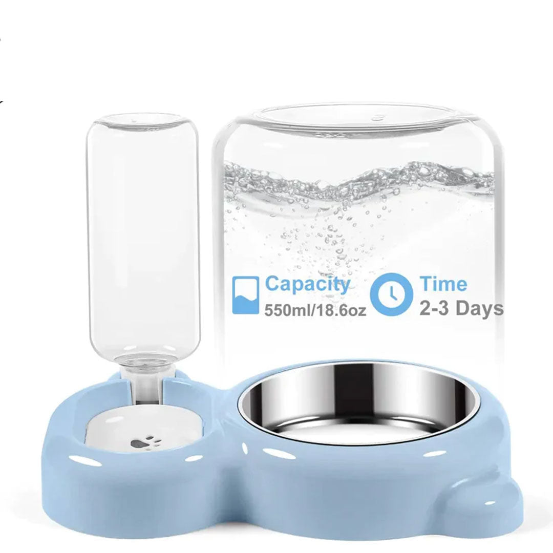 PetAffairs Automatic Double Pet Bowls with Stainless Steel Water Bowl