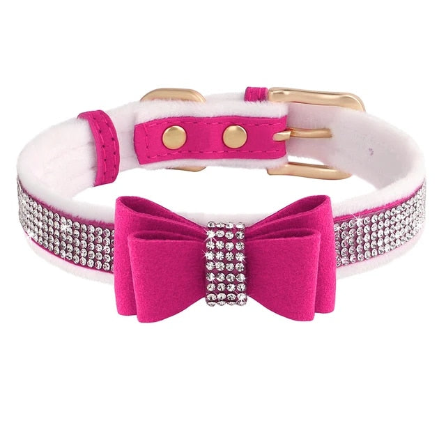 PerAffairs Crystal Pet Collar with Bowknot For Pets